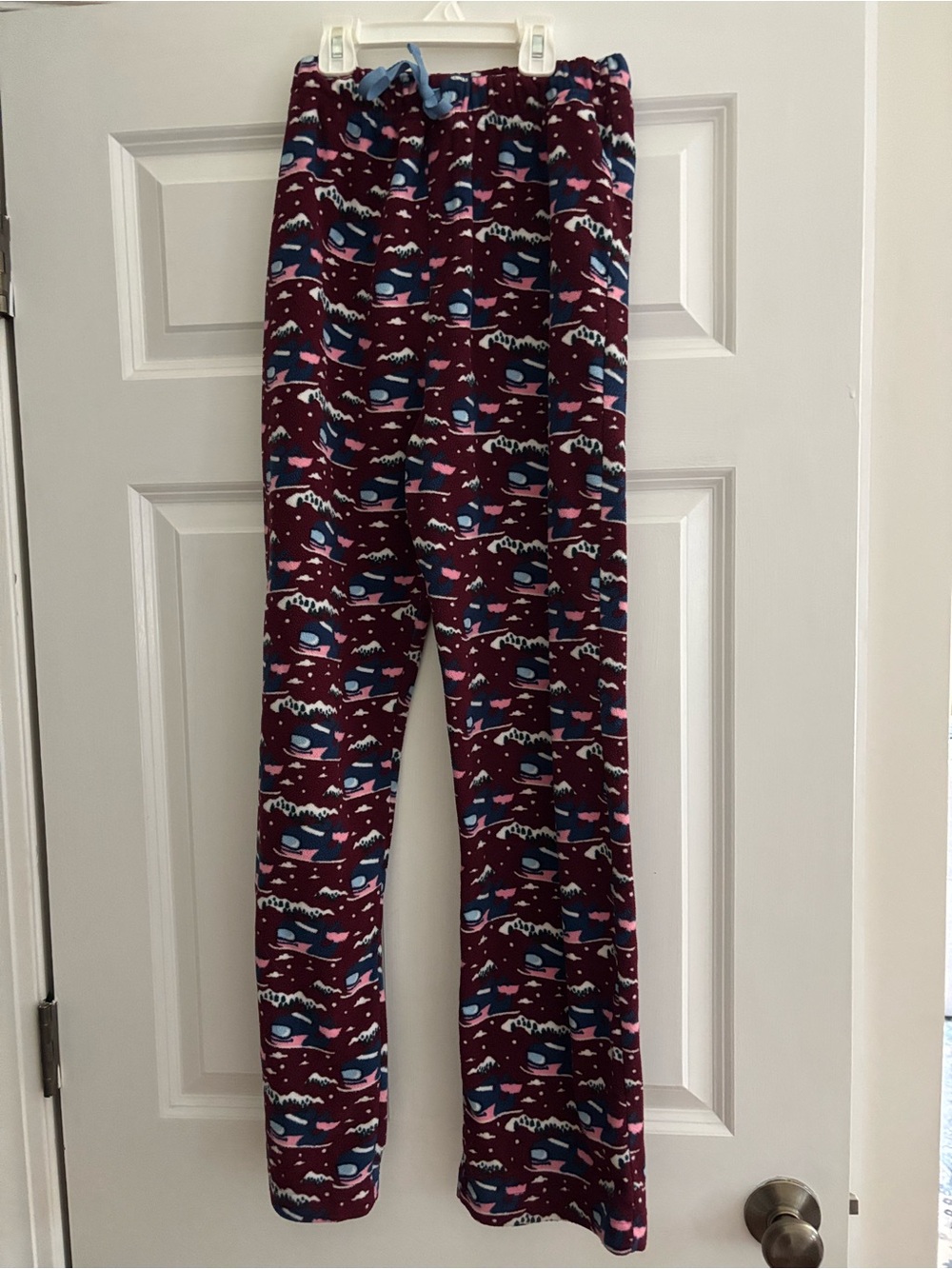 Vineyard Vines Boys Burgundy Ski Print Fleece Lounge Pants
